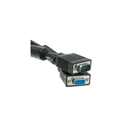 Cable Wholesale SVGA Extension Cable with Ferrites, Black, HD15 Male to HD15 Female, Coaxial 10H1-20206